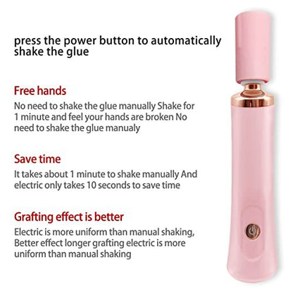 ZLMONDEE Pink Electric Nail Lacquer Shaker - Handsfree Glue Shaker for Eyelash Extensions & Nail Polish