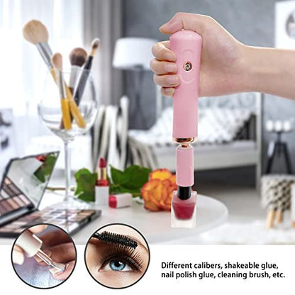 ZLMONDEE Pink Electric Nail Lacquer Shaker - Handsfree Glue Shaker for Eyelash Extensions & Nail Polish