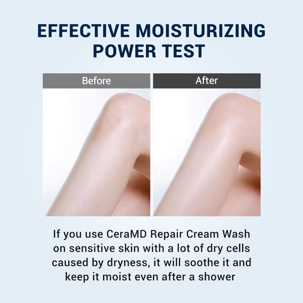 Derma B CeraMD Repair Cream Wash - Unscented Fragrance Free Creamy Face & Body Cleanser for Dry Sensitive Itchy Skin, Deep Moisture Paraben-Free Body Wash, Cream to Foam Cleanser, 13.5 Fl. Oz. (400ml) Avelisse