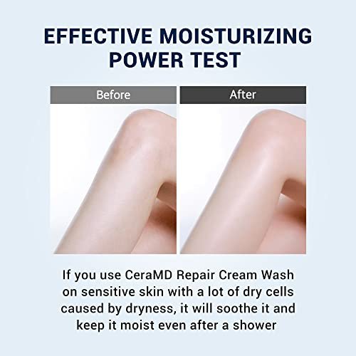 Derma B CeraMD Repair Cream Wash - Unscented Fragrance Free Creamy Face & Body Cleanser for Dry Sensitive Itchy Skin, Deep Moisture Paraben-Free Body Wash, Cream to Foam Cleanser, 13.5 Fl. Oz. (400ml) Avelisse