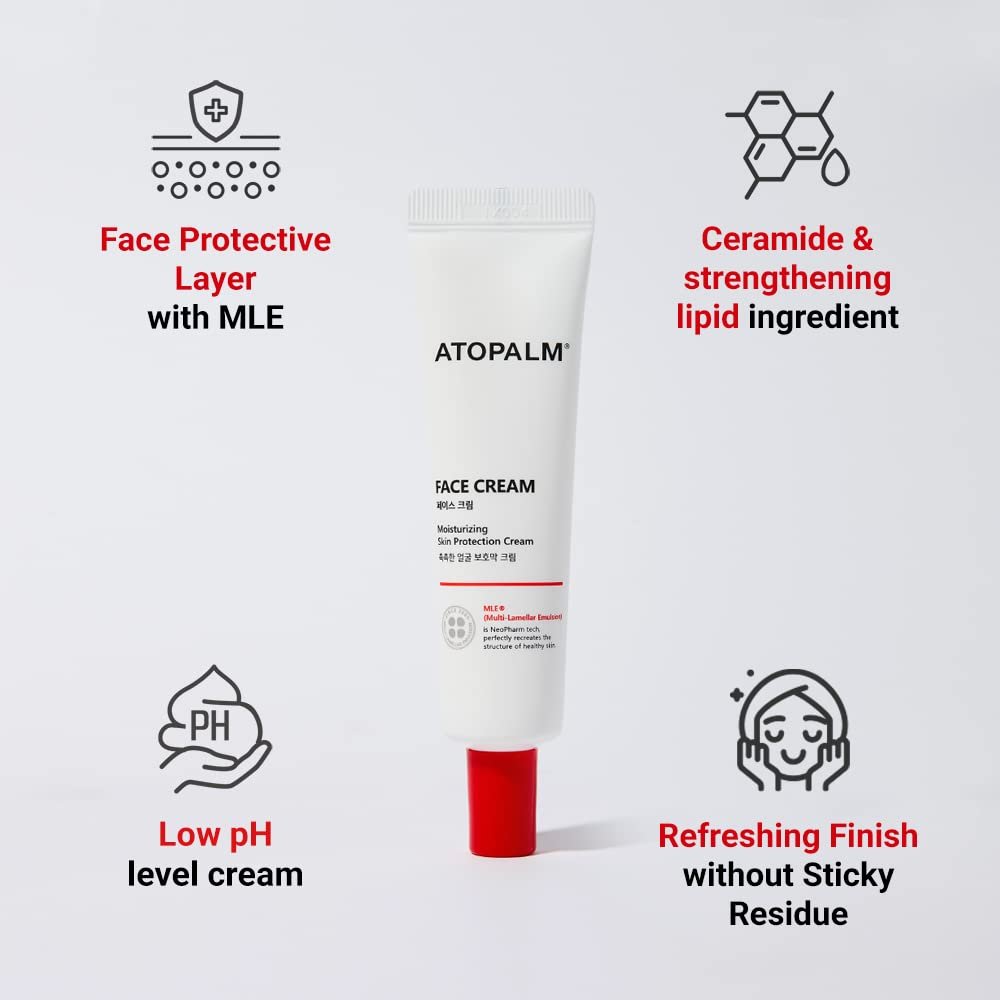 ATOPALM Daily Hydrating Facial Moisturizer - Low pH Skin Barrier Cream with Vitamin E & B5 for Sensitive Skin, 1.1 fl oz (35ml) Avelisse