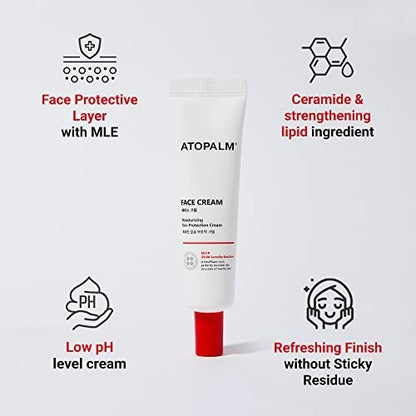 ATOPALM Daily Hydrating Facial Moisturizer - Low pH Skin Barrier Cream with Vitamin E & B5 for Sensitive Skin, 1.1 fl oz (35ml) Avelisse