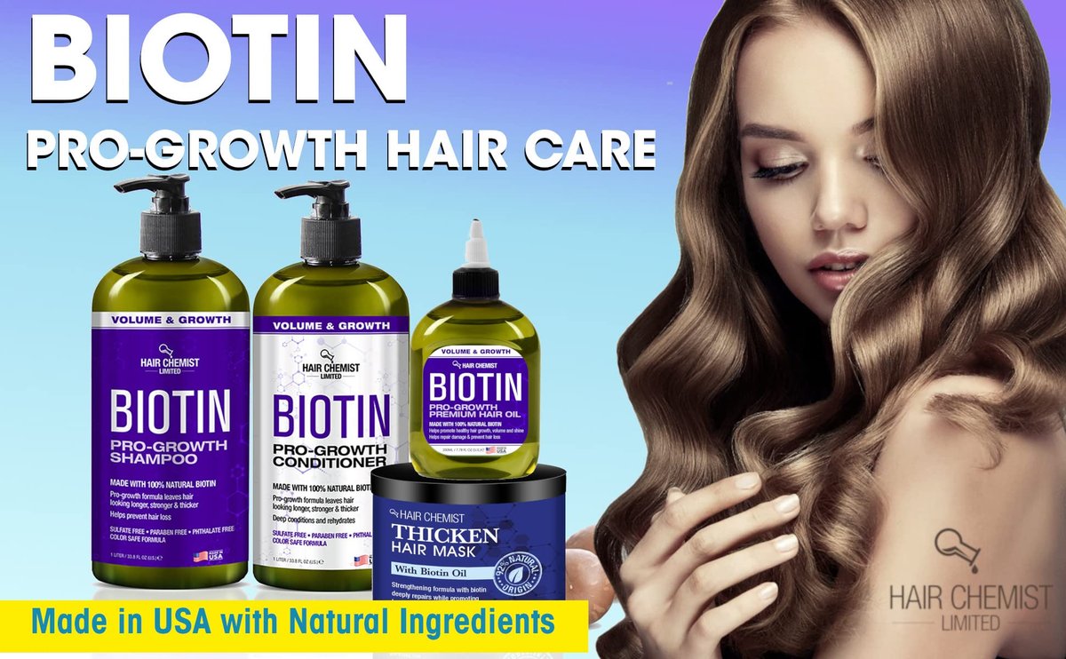 Hair Chemist Pro-Growth Shampoo & Conditioner Set with Biotin - 33.8 oz Each Avelisse