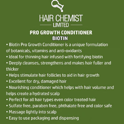 Hair Chemist Pro-Growth Shampoo & Conditioner Set with Biotin - 33.8 oz Each Avelisse