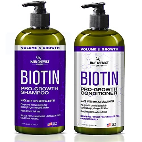 Hair Chemist Pro-Growth Shampoo & Conditioner Set with Biotin - 33.8 oz Each Avelisse