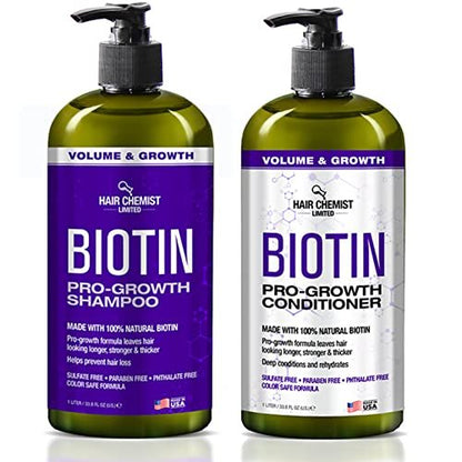 Hair Chemist Pro-Growth Shampoo & Conditioner Set with Biotin - 33.8 oz Each Avelisse