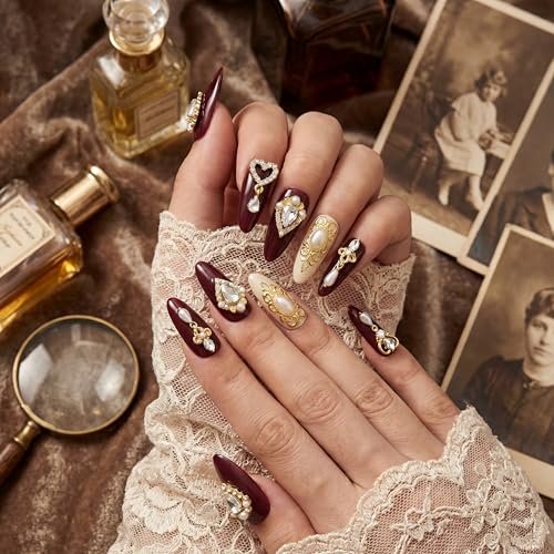 Maitys 52 Pcs Gold Nail Charms Gems Rhinestone Luxury 3D Sparkling Crystal Pendant Bulk for Women Y2K Kawaii Acrylic Nail Tips Accessories DIY Craft Jewelry Making - görsel 12