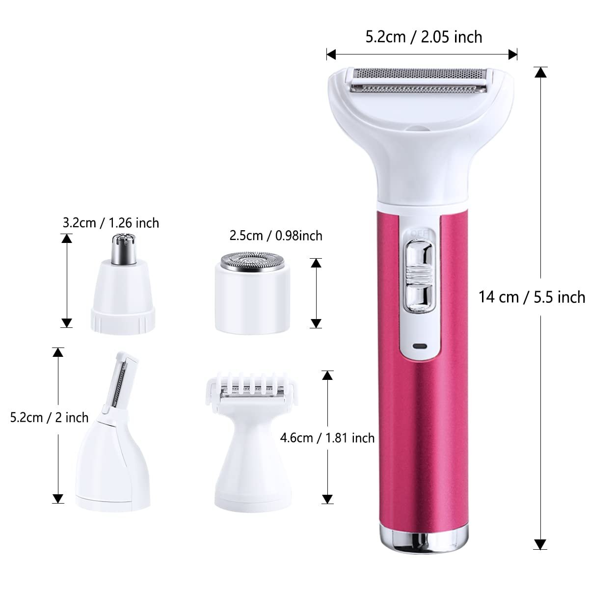 ANFOOS 5-in-1 Electric Razor for Women – Painless Body Hair Trimmer for Face, Legs, Armpits, Bikini Area, and More, Rechargeable & Portable Avelisse