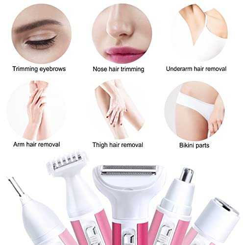 ANFOOS 5-in-1 Electric Razor for Women – Painless Body Hair Trimmer for Face, Legs, Armpits, Bikini Area, and More, Rechargeable & Portable Avelisse