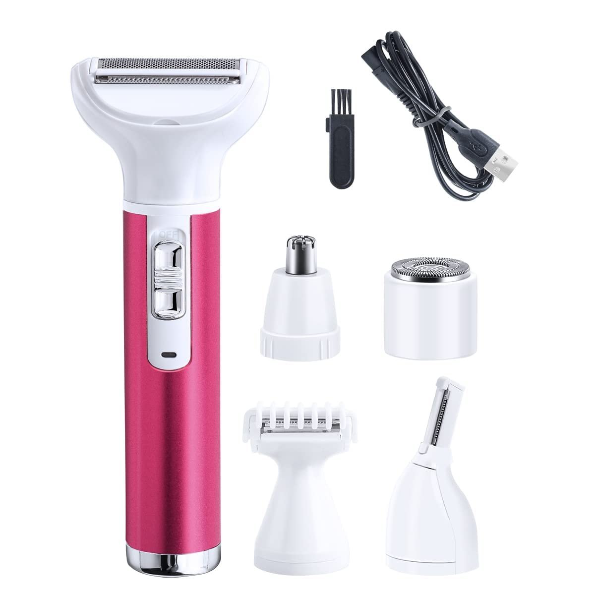 ANFOOS 5-in-1 Electric Razor for Women – Painless Body Hair Trimmer for Face, Legs, Armpits, Bikini Area, and More, Rechargeable & Portable Avelisse
