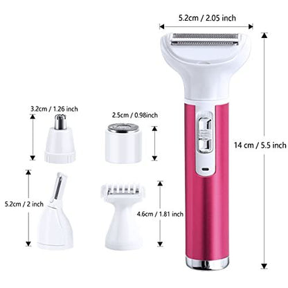 ANFOOS 5-in-1 Electric Razor for Women – Painless Body Hair Trimmer for Face, Legs, Armpits, Bikini Area, and More, Rechargeable & Portable Avelisse