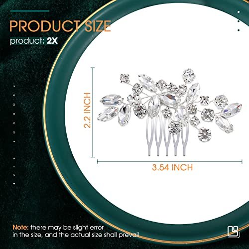 2 Pack Silver Rhinestone Bridal Hair Comb Set - Crystal Side Combs for Wedding, Prom & Special Occasions - görsel 4