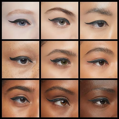 Linble Dual Ended Black Liquid Eyeliner - 2 in 1 Winged Cat Eye Stamp & Felt-tip Eyeliner Pen, Waterproof, Long Lasting and Smudge Proof Eye Makeup Tool for Women