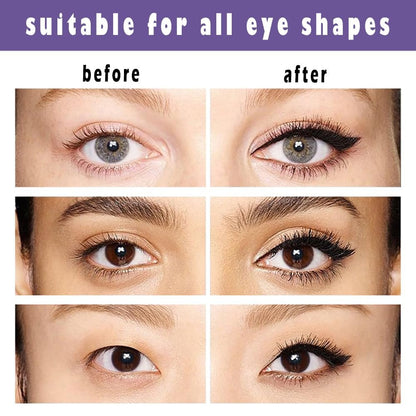 Linble Face Stamp & Eyeliner Set - 4 Pack Black Shape Stamps and Felt Eye Liners, Dual-Ended 2-in-1 Eye Makeup Pen