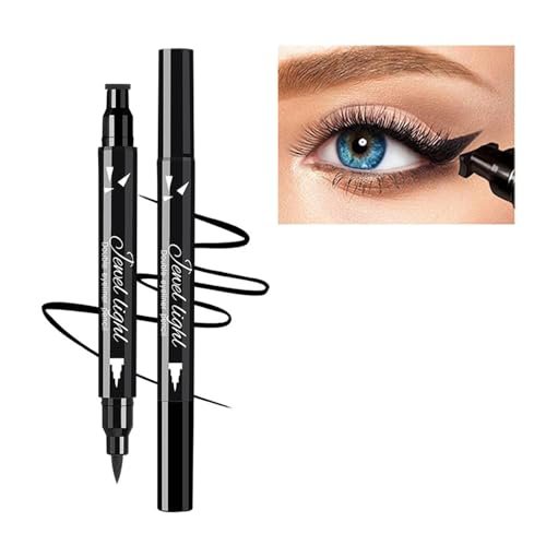 Linble Dual Ended Black Liquid Eyeliner - 2 in 1 Winged Cat Eye Stamp & Felt-tip Eyeliner Pen, Waterproof, Long Lasting and Smudge Proof Eye Makeup Tool for Women - görsel 1