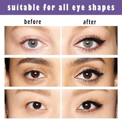 Linble Dual Ended Black Liquid Eyeliner - 2 in 1 Winged Cat Eye Stamp & Felt-tip Eyeliner Pen, Waterproof, Long Lasting and Smudge Proof Eye Makeup Tool for Women
