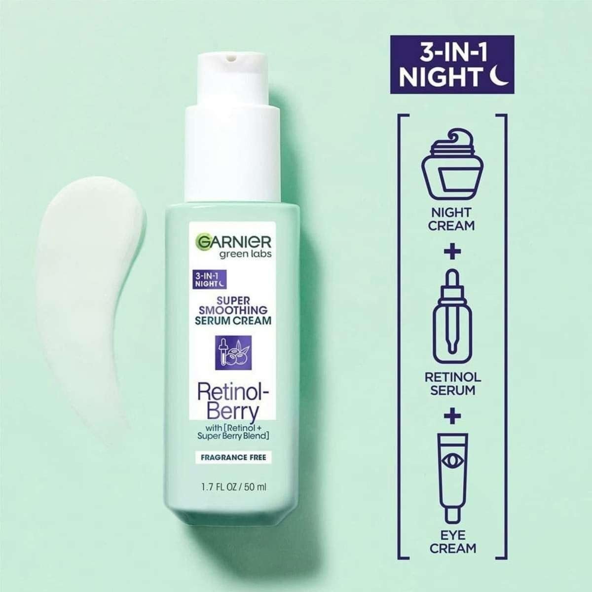 Garnier Green Labs 3-in-1 Super Smoothing Serum Cream with Retinol & Berry, 1.7 fl oz - görsel 3