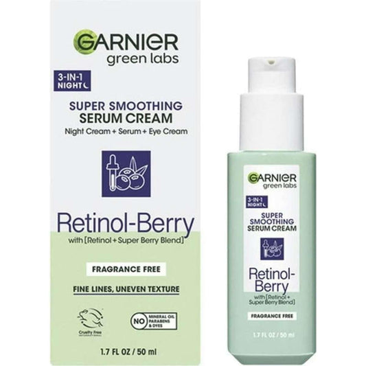 Garnier Green Labs 3-in-1 Super Smoothing Serum Cream with Retinol & Berry, 1.7 fl oz
