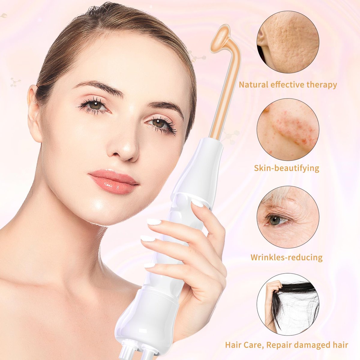 MYSWEETY High Frequency Portable Handheld Facial Skin Care Wand Machine - Orange Glass Electrode Avelisse