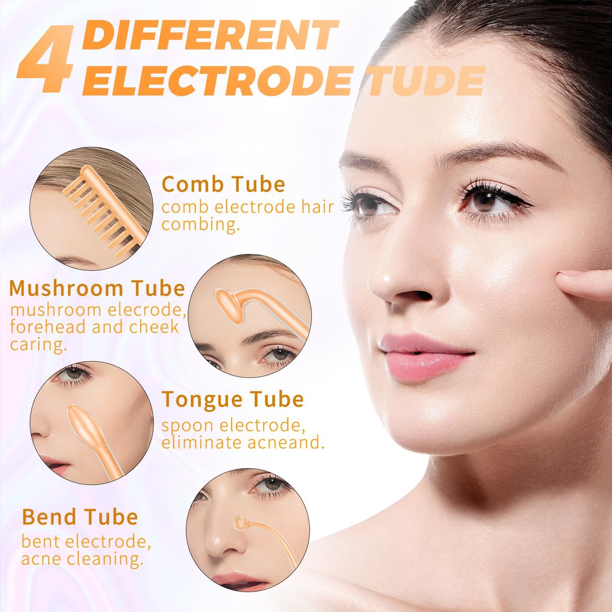 MYSWEETY High Frequency Portable Handheld Facial Skin Care Wand Machine - Orange Glass Electrode Avelisse