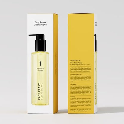 numbuzin No.1 Easy Peasy Cleansing Oil – Lightweight Makeup Remover & Facial Cleanser for Waterproof Makeup & Blackhead Care, Corn & Macadamia Seed Oil, Fragrance-Free, 6.76 fl oz Avelisse
