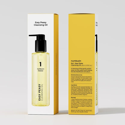 numbuzin No.1 Easy Peasy Cleansing Oil – Lightweight Makeup Remover & Facial Cleanser for Waterproof Makeup & Blackhead Care, Corn & Macadamia Seed Oil, Fragrance-Free, 6.76 fl oz Avelisse