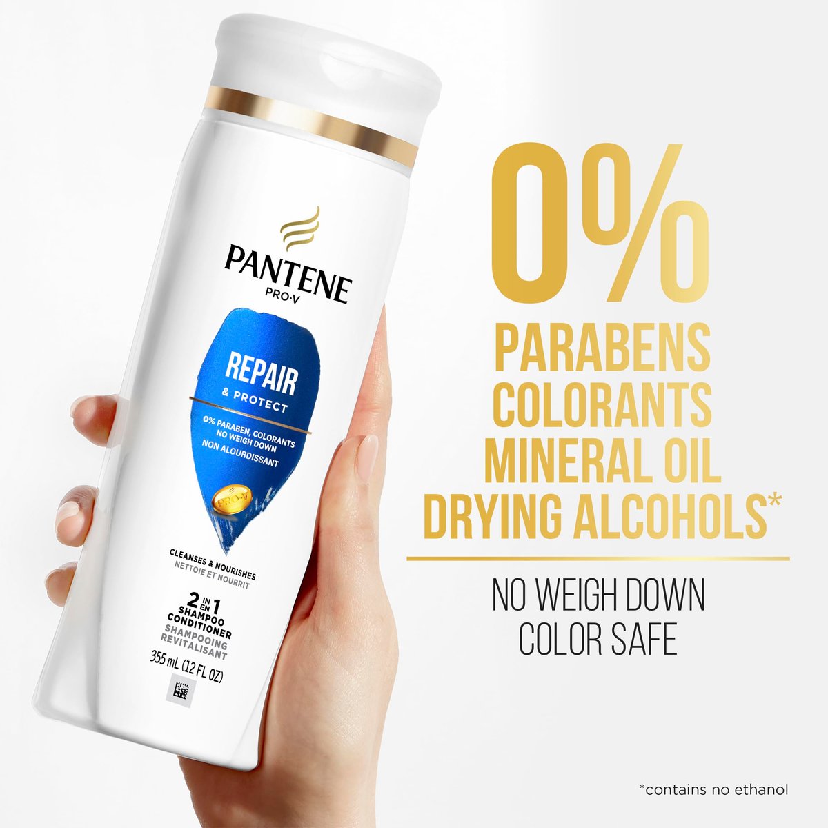 Pantene 2 in 1 Repair & Protect Shampoo & Conditioner, 12 Fl Oz - görsel 7