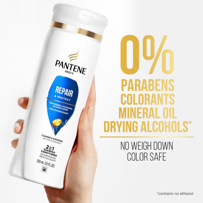 Pantene 2 in 1 Repair & Protect Shampoo & Conditioner, 12 Fl Oz