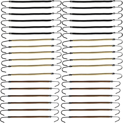 NSBELL 36-Pack Elastic Hair Ties – Ponytail Holders with Hooks for Thin, Thick, Fine Hair – Black, Coffee, Apricot
