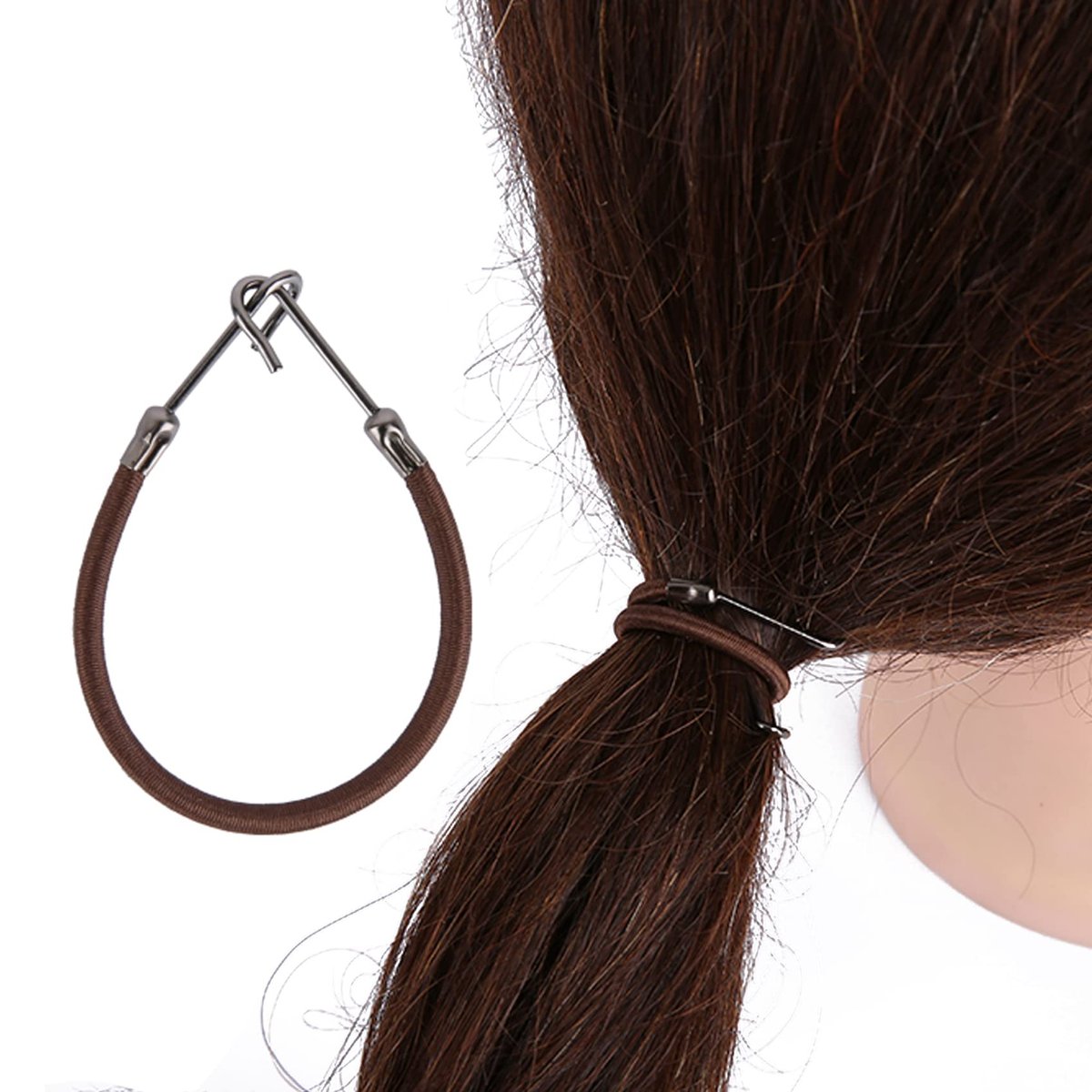 NSBELL 36-Pack Elastic Hair Ties – Ponytail Holders with Hooks for Thin, Thick, Fine Hair – Black, Coffee, Apricot - görsel 9