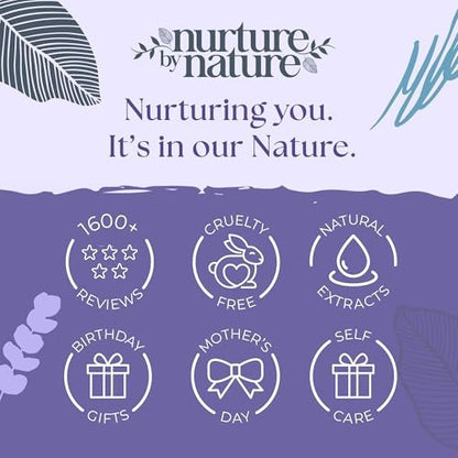 Nurture by Nature Spa Gifts for Women - Luxury Self Care Gift Set & Spa Basket, 6 Piece Bath Set with Candle, Bath Bomb, Salts & Pillow Spray - Relaxation Gifts for Mom Avelisse