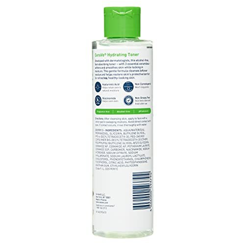 CeraVe Hydrating Toner for Face – Non-Alcoholic with Hyaluronic Acid, Niacinamide, and Ceramides for Sensitive Dry Skin, Fragrance-Free, Non-Comedogenic, 6.8 Fl Oz Avelisse