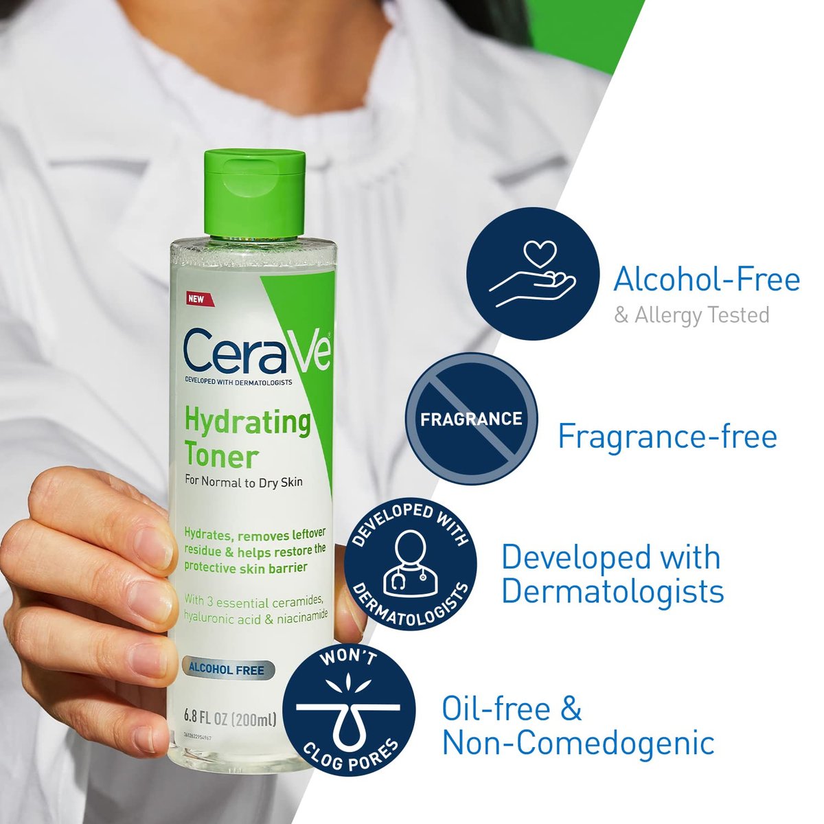 CeraVe Hydrating Toner for Face – Non-Alcoholic with Hyaluronic Acid, Niacinamide, and Ceramides for Sensitive Dry Skin, Fragrance-Free, Non-Comedogenic, 6.8 Fl Oz Avelisse