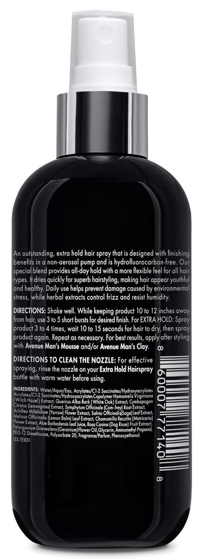 Avenue Man Premium Hair Spray for Men - Extra Hold, Frizz Control & Humidity Resistant - Non-Aerosol, Paraben-Free - 8.5 oz Avelisse