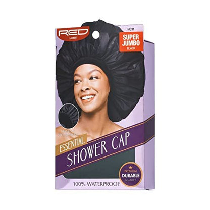 Red by Kiss Essential Super Large Waterproof Shower Cap - Reusable, Elastic Band, Super Jumbo Size for Long Hair