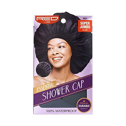 Red by Kiss Essential Super Large Waterproof Shower Cap - Reusable, Elastic Band, Super Jumbo Size for Long Hair
