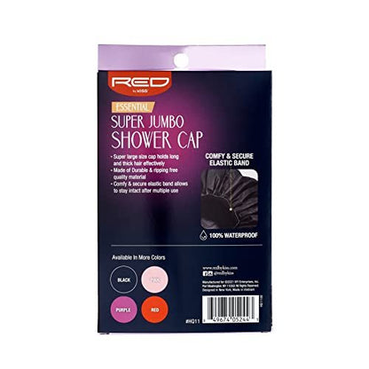 Red by Kiss Essential Super Large Waterproof Shower Cap - Reusable, Elastic Band, Super Jumbo Size for Long Hair