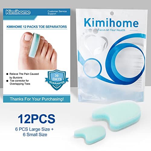 Kimihome 12 Pack Foam Toe Separators - Relieve Bunion Pain, Correct Overlapping Toes, Prevent Friction - görsel 14