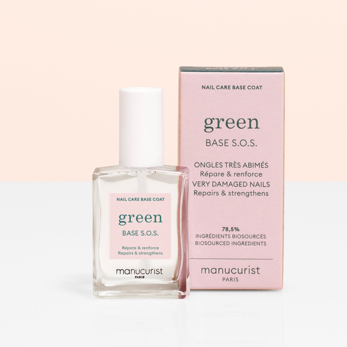 MANUCURIST S.O.S. Base Coat – Nail Fortifier with Vitamins C & B5 for Damaged Nails – Vegan, Plant-Based – 0.5 fl oz Avelisse