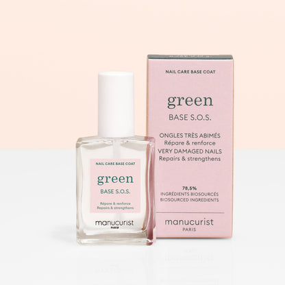 MANUCURIST S.O.S. Base Coat – Nail Fortifier with Vitamins C & B5 for Damaged Nails – Vegan, Plant-Based – 0.5 fl oz Avelisse
