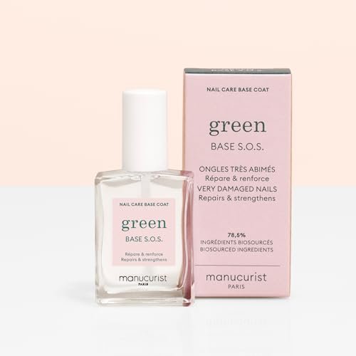 MANUCURIST S.O.S. Base Coat – Nail Fortifier with Vitamins C & B5 for Damaged Nails – Vegan, Plant-Based – 0.5 fl oz Avelisse