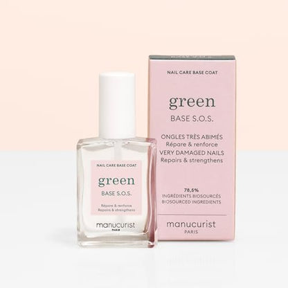 MANUCURIST S.O.S. Base Coat – Nail Fortifier with Vitamins C & B5 for Damaged Nails – Vegan, Plant-Based – 0.5 fl oz Avelisse