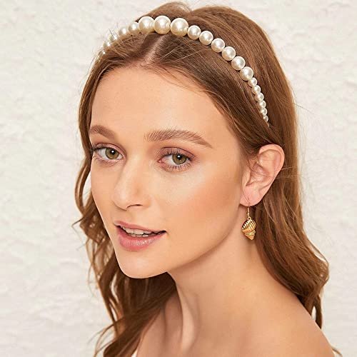 BEAYFILY 4 Pack Pearls Fashion Headbands - White Artificial Pearl Rhinestones Hairbands for Women Girls - görsel 12