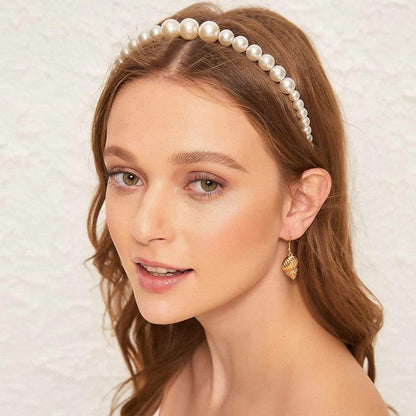 BEAYFILY 4 Pack Pearls Fashion Headbands - White Artificial Pearl Rhinestones Hairbands for Women Girls