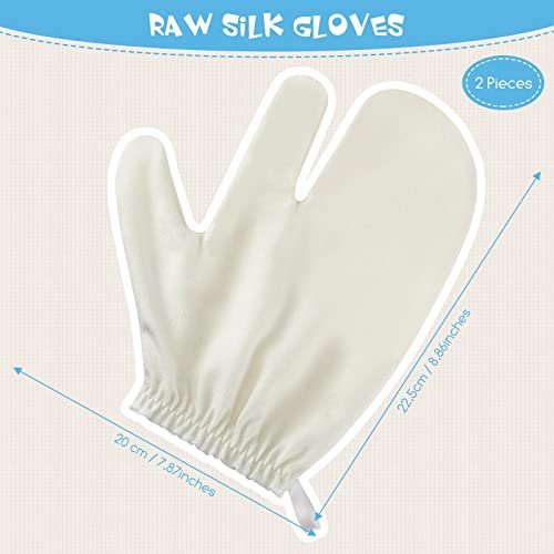 Leelosp 2 Pieces Raw Silk Garshana Gloves - Ayurvedic Dry Massage Mitts for Exfoliating & Bath Scrubbing Avelisse