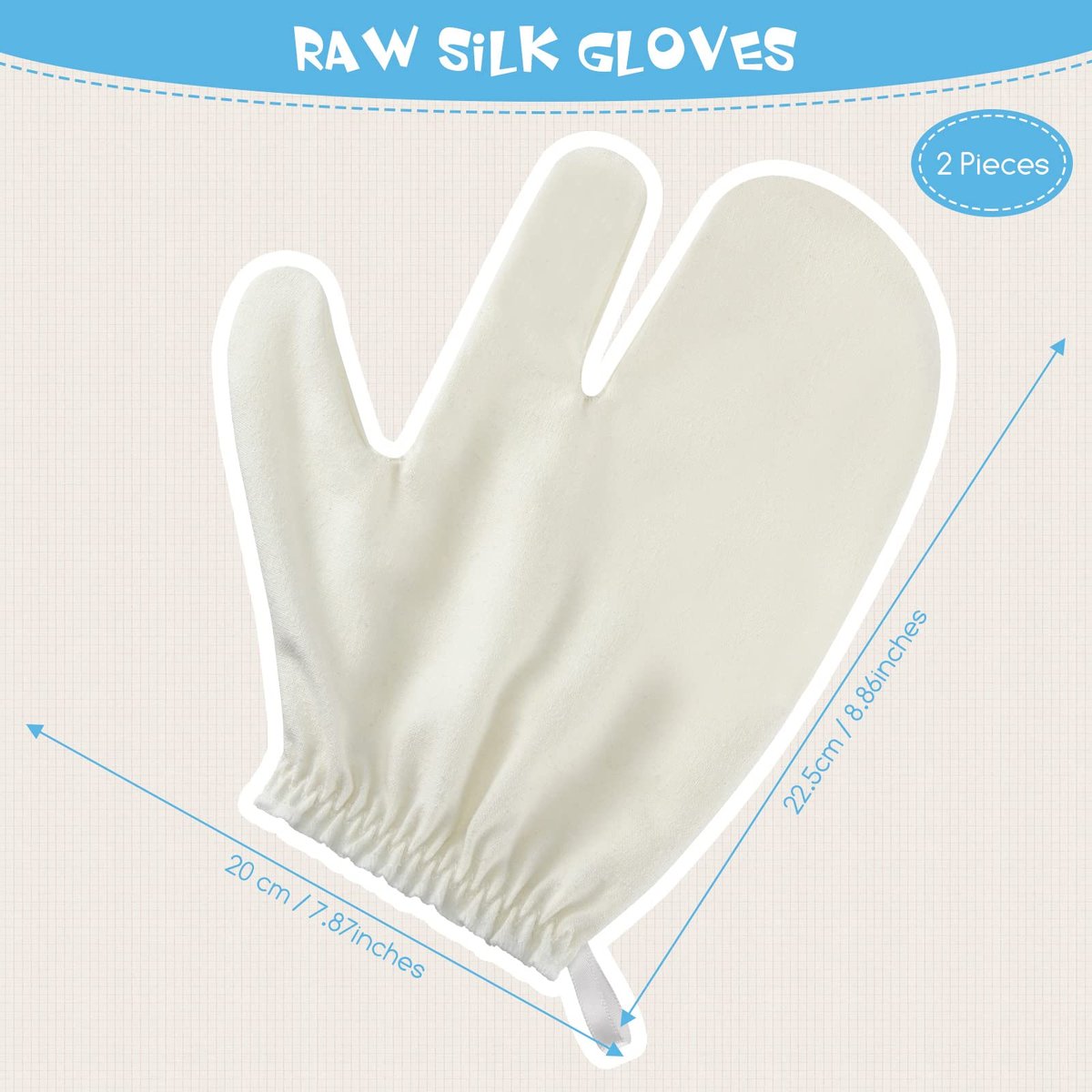 Leelosp 2 Pieces Raw Silk Garshana Gloves - Ayurvedic Dry Massage Mitts for Exfoliating & Bath Scrubbing Avelisse