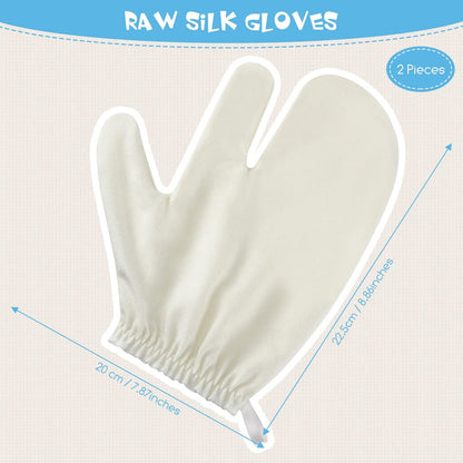 Leelosp 2 Pieces Raw Silk Garshana Gloves - Ayurvedic Dry Massage Mitts for Exfoliating & Bath Scrubbing Avelisse