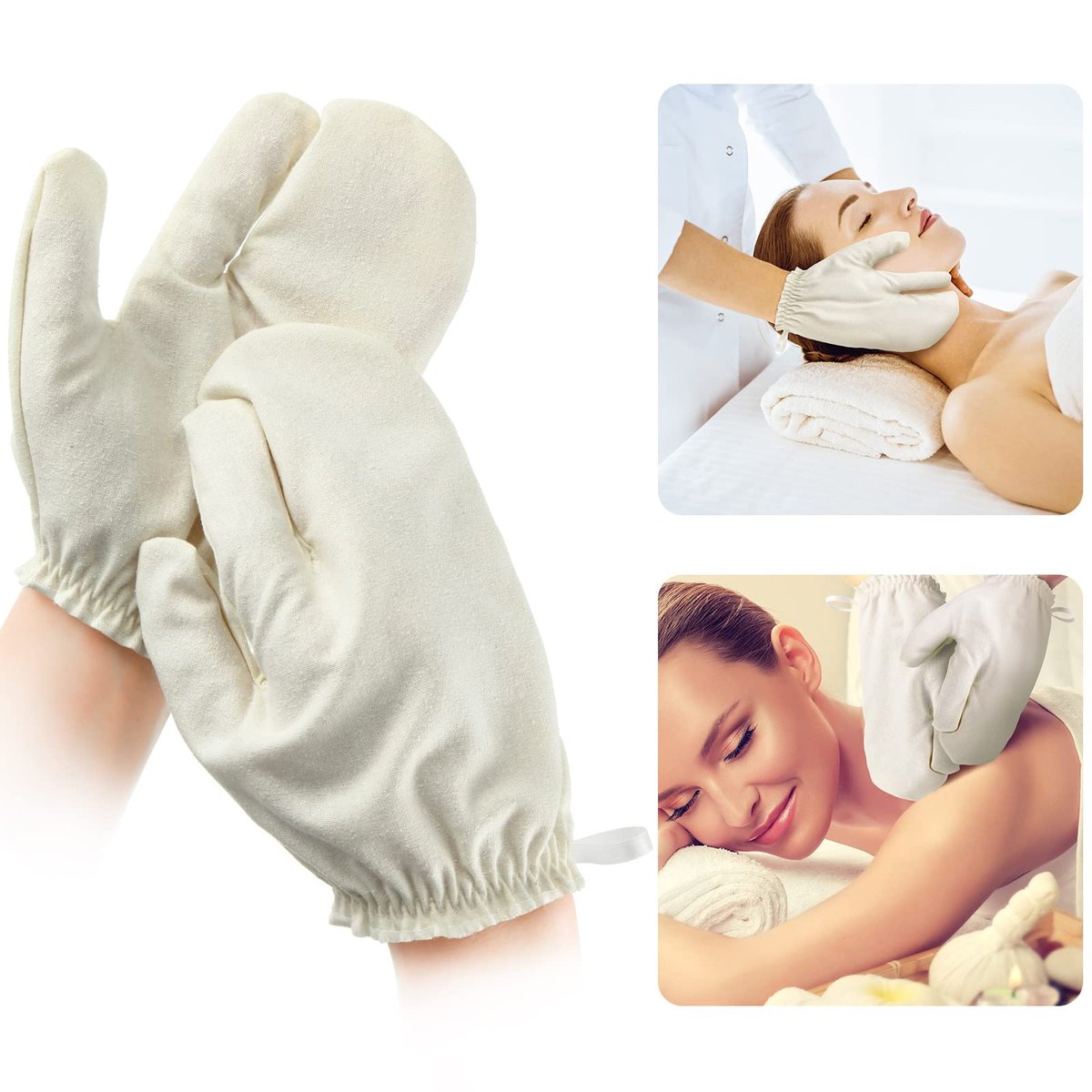 Leelosp 2 Pieces Raw Silk Garshana Gloves - Ayurvedic Dry Massage Mitts for Exfoliating & Bath Scrubbing Avelisse