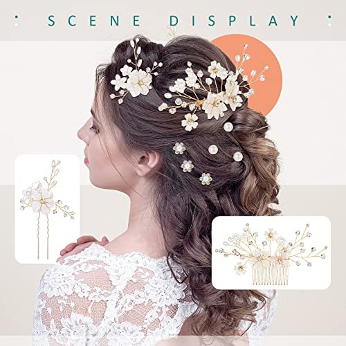 40 Pieces Bridal Hair Accessories Set - Gold and White Crystal Rhinestone U-Shaped Pearl Hair Pins for Wedding and Special Occasions Avelisse