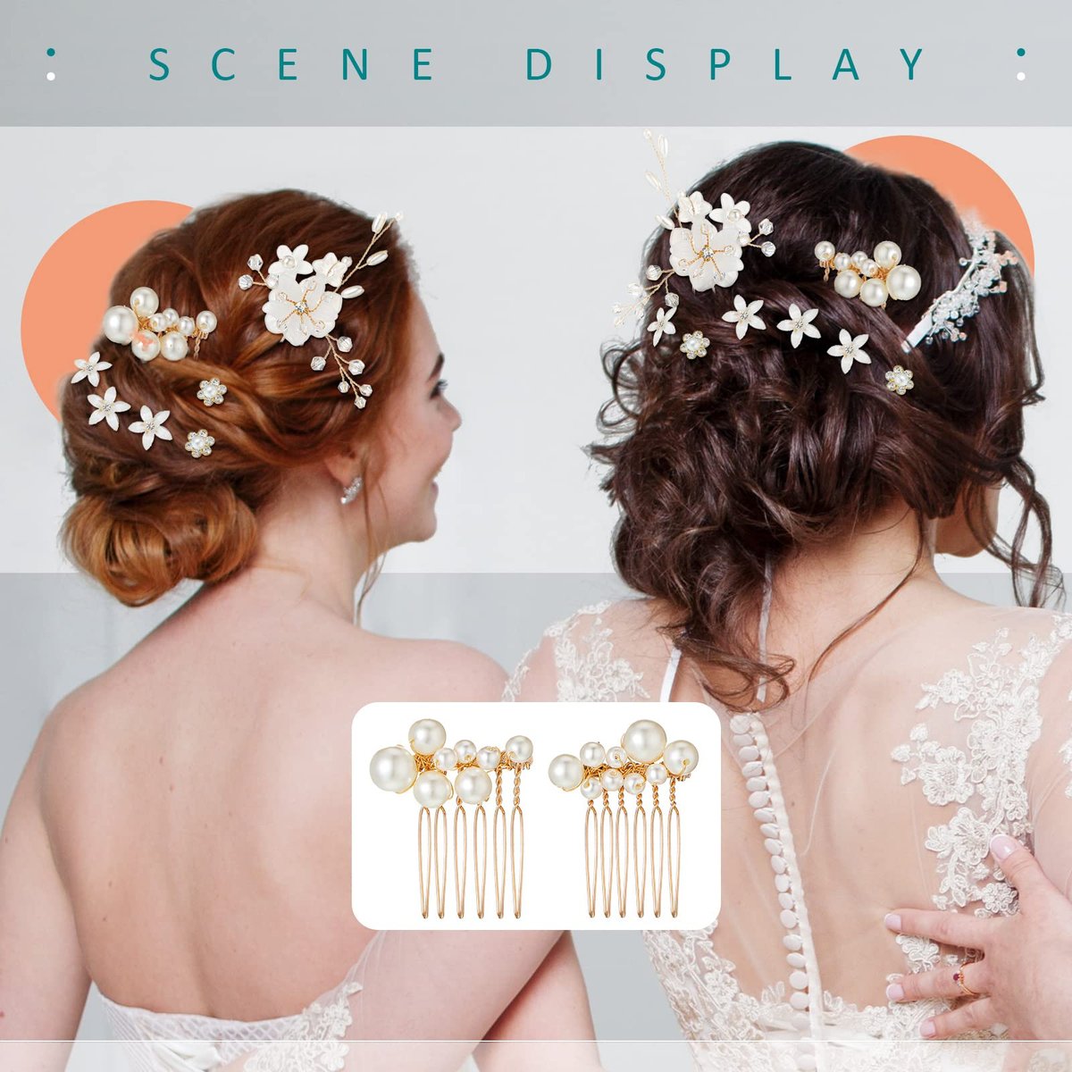 40 Pieces Bridal Hair Accessories Set - Gold and White Crystal Rhinestone U-Shaped Pearl Hair Pins for Wedding and Special Occasions Avelisse